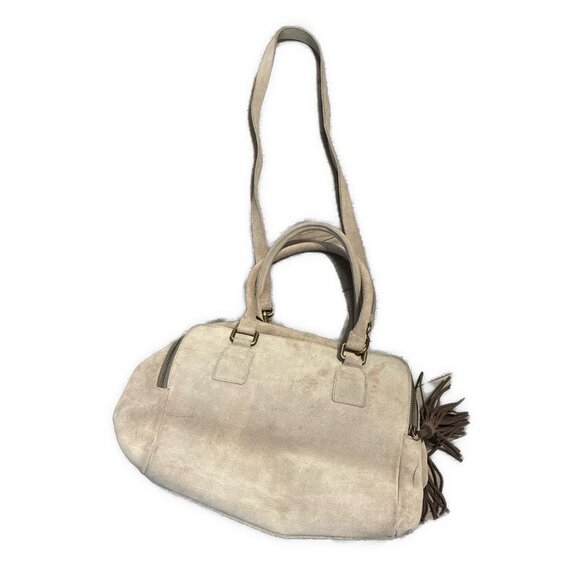 Aqua Mediterranea Taupe Beige Tan Genuine Suede Leather Crossbody Bag Spain - Picture 1 of 7